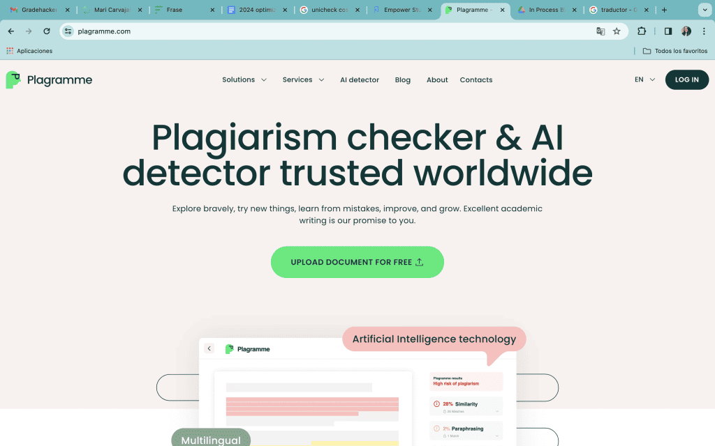 It's the main page of plagramme website