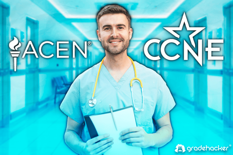 Nursing-School-Accreditation-blog-cover- male nurse with a report in his hand and a stethoscope around his neck smiling on a hospital